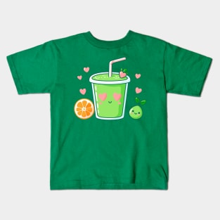 Kawaii Green Smoothie Drink for Healthy Diet | Design for Vegans and Kawaii Lovers Kids T-Shirt